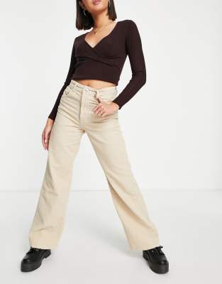 Stradivarius Cord Dad Pants In Sand-neutral | ModeSens