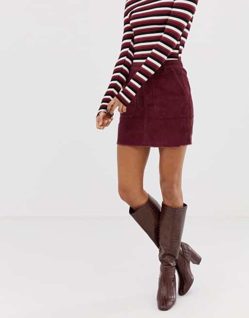 Cord skirt outlet burgundy