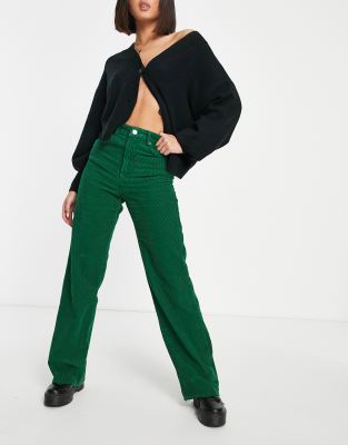 Stradivarius - Corduroy dad broek in groen | ASOS