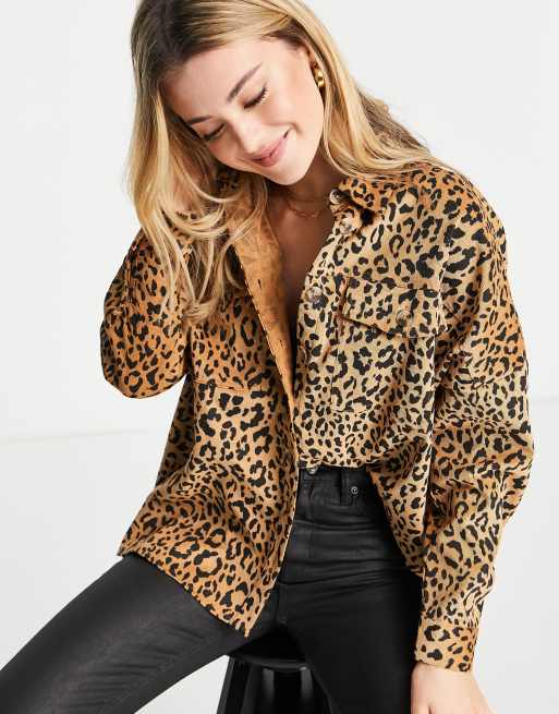 Stradivarius - Corduroy overhemd met luipaardprint