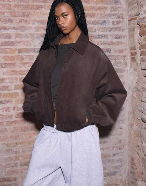 Stradivarius Corduroy padded jacket in brown - view 1