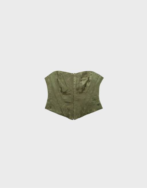 Stradivarius - Corset à lacets - Kaki, 6 de 7