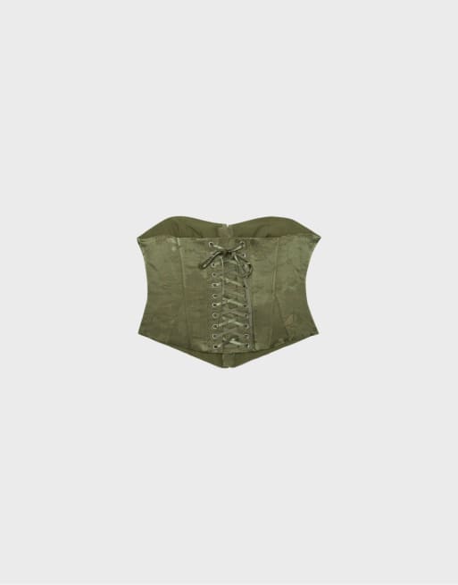 Stradivarius - Corset à lacets - Kaki, 7 de 7