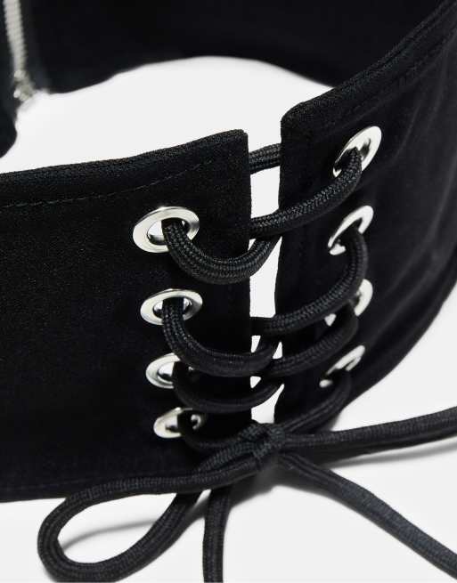 Stradivarius Corset belt in black, 4 of 4