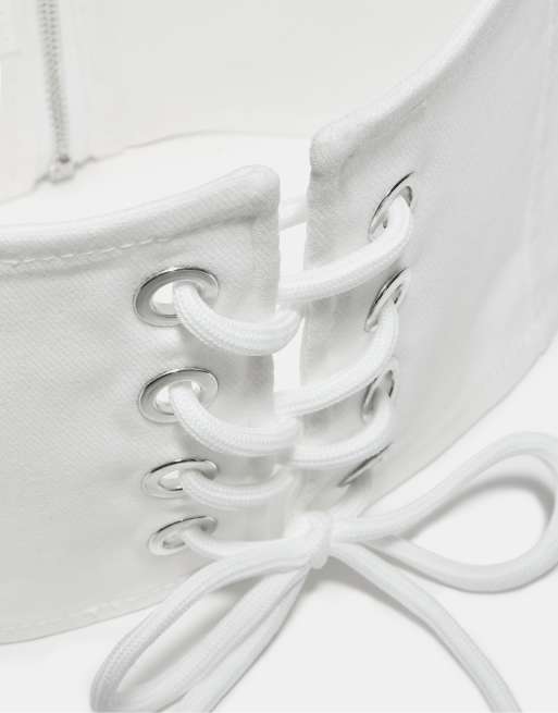 Stradivarius Corset belt in ecru, 4 of 5
