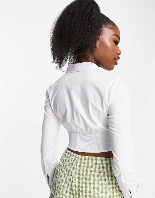 Stradivarius corset detail shirt in white | ASOS