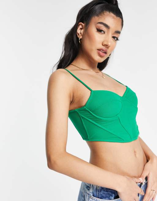 Stradivarius corset top in green