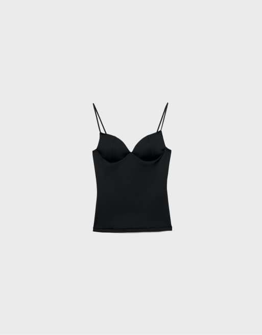 Stradivarius Corsetry-inspired top in black, 6 of 7
