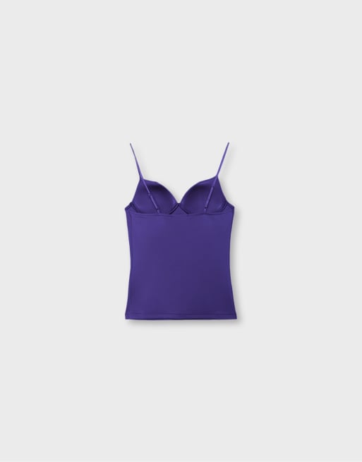 Stradivarius Corsetry-inspired top in purple, 4 of 4