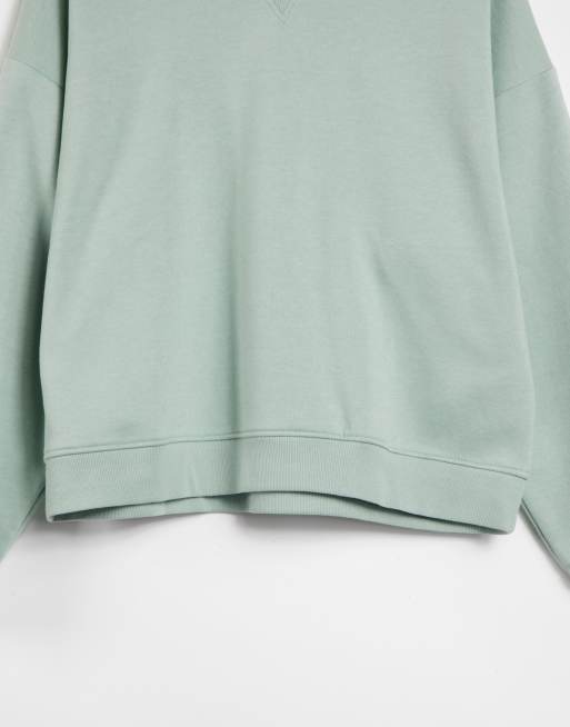 Stradivarius cotton crew neck sweatshirt in sage green MGREEN