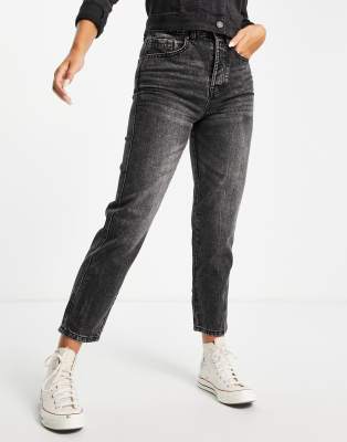 Винтажные джинсы Stradivarius cotton mom fit серого цвета для стирки - СЕРЫЙ 5090₽