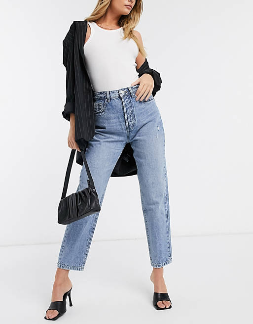 Evolve Absolutely relaxed Stradivarius cotton mom fit vintage jeans in light wash - MBLUE | ASOS