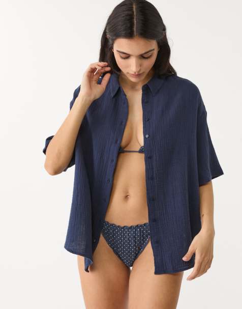 Stradivarius cotton shirt in navy blue - view 1