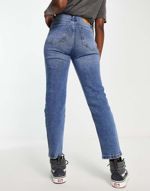 Stradivarius cotton slim mom jean with stretch in medium blue , 2 of 4