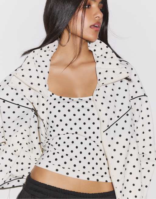 Stradivarius coupe-vent court à pois écru, 4 de 7