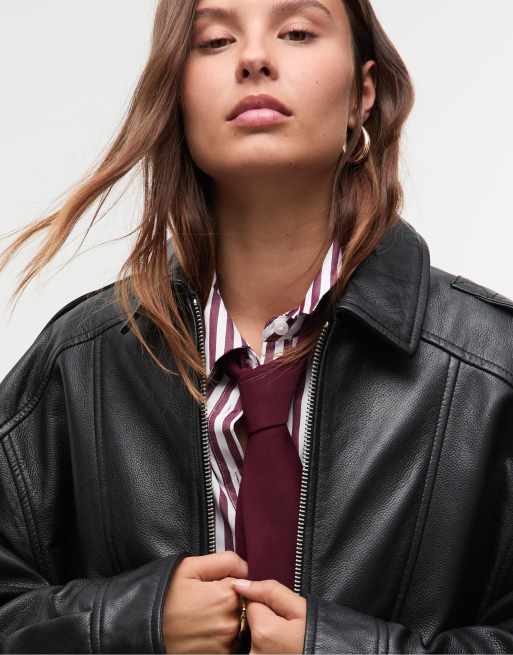 Stradivarius - Cravatta bordeaux tinta unita