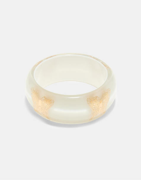 Stradivarius - Cremehvidt armbånd med guldfarvede detaljer - view 1
