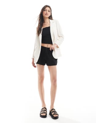Stradivarius Oversized Tailored Twill Blazer In Ecru-white In Neutral