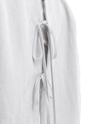 Stradivarius crinkle cropped blazer in gray