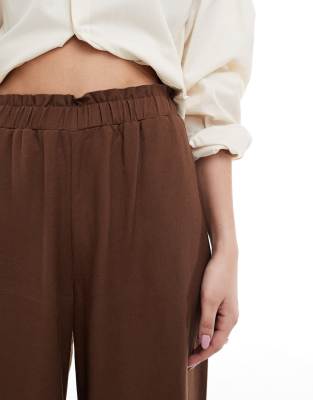 Stradivarius Crinkle Pull On Wide Leg Pants