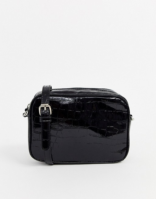 Stradivarius croc handbag in black