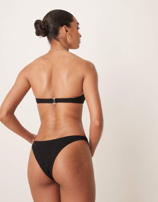 Stradivarius crochet bikini bottoms in black, 3 of 4