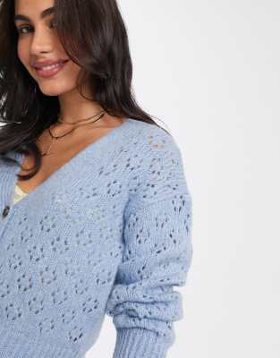 blue crochet cardigan