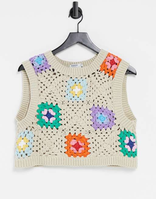 Stradivarius knit crochet top, Women's Fashion, Tops, Sleeveless