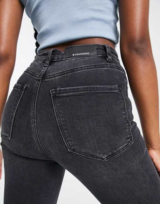 Stradivarius crop flare jean in black, 2 of 4
