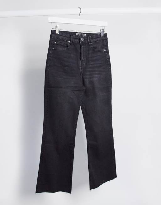 Stradivarius crop flare jeans in black