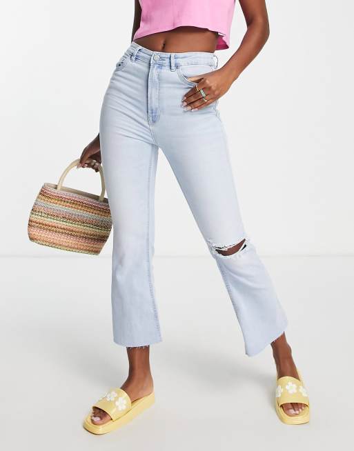 Cropped Flare Medium Wash Jeans