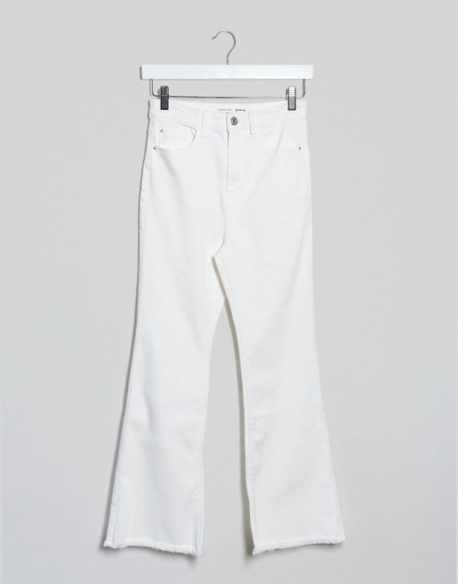 Crop Flare Jeans - White