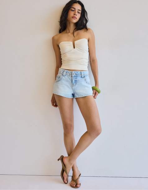 Stradivarius - Crop top drappeggiato écru - view 1