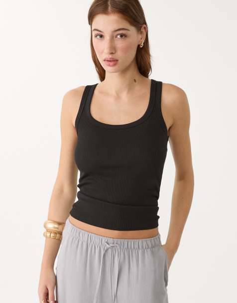 Stradivarius - Crop top met bandjes in zwart - view 1