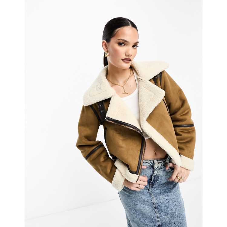 Tan aviator jacket outlet womens