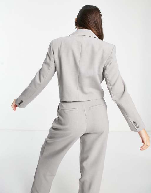 Stradivarius cropped blazer in gray part of a set