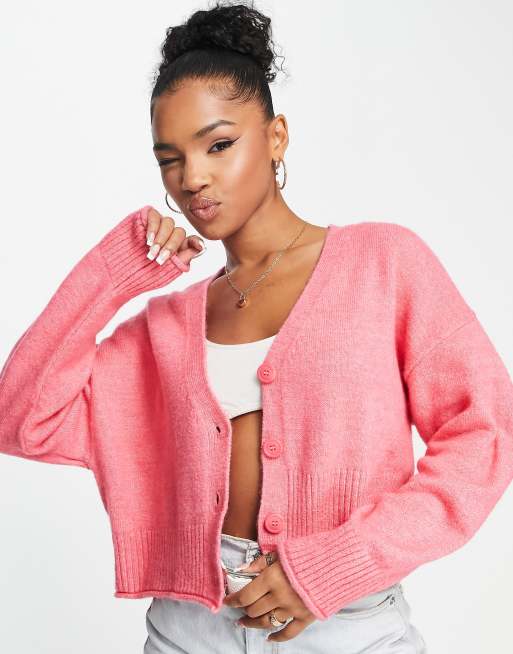 Pink fitted outlet cardigan