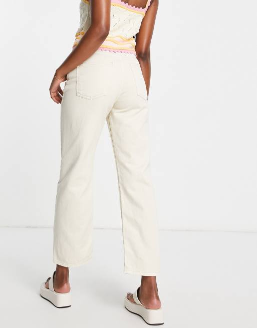 Cropped cream hot sale jeans