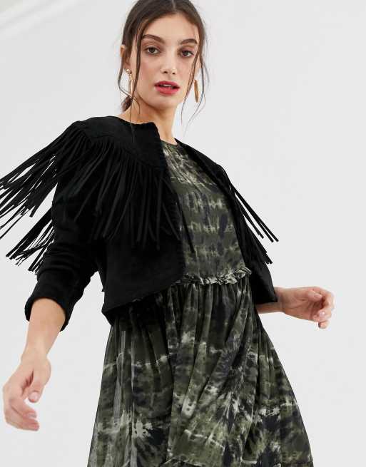 Black fringed outlet jacket