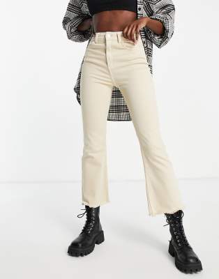 stradivarius organic cotton slim mom jean with stretch in ecru