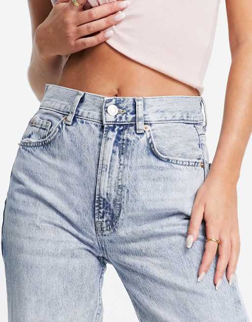 Stradivarius – Cropped-Jeans in heller Waschung , 2 von 4