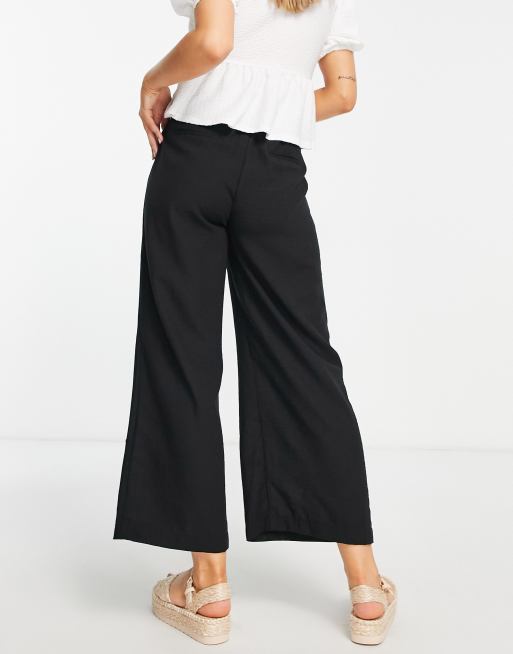 Women's black cropped deals wide leg trousers