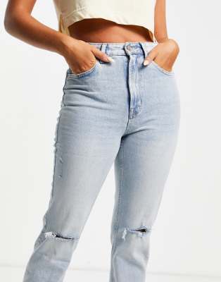 ripped mom jeans stretch