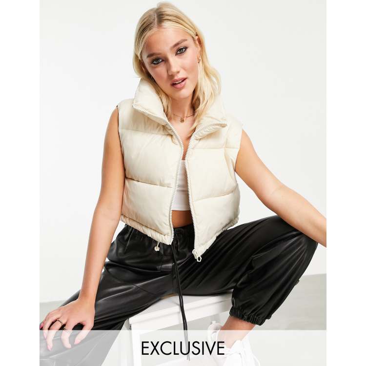 Beivy Cropped Puffer Vest - Women's Coats/Jackets in Cream