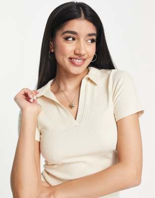 Stradivarius cropped polo t - EmsuniversityShops - shirt in beige