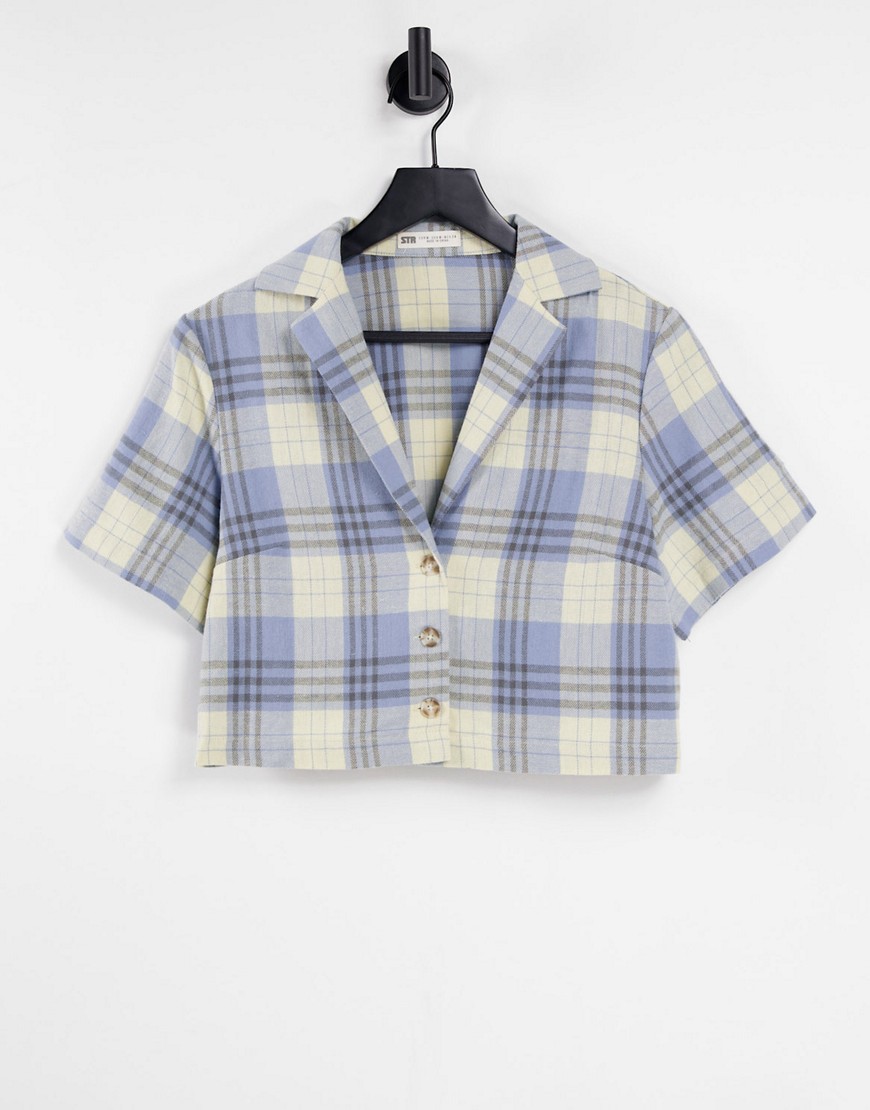 Stradivarius cropped short sleeve shirt in check - part of a set-Multi