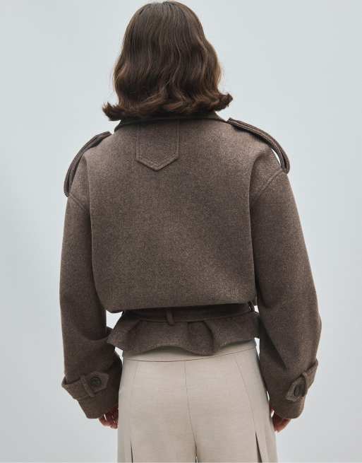 Stradivarius - Cropped trench jack in bruin, 3 van 7