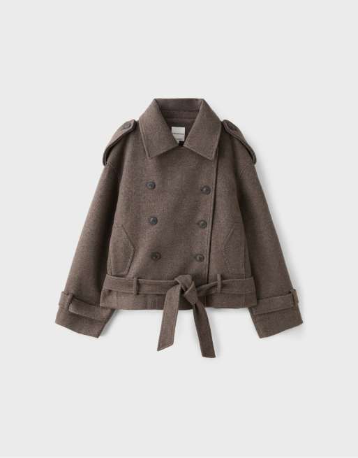 Stradivarius - Cropped trench jack in bruin, 6 van 7