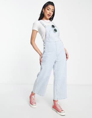 Pimkie denim wide leg dungarees in blue wash