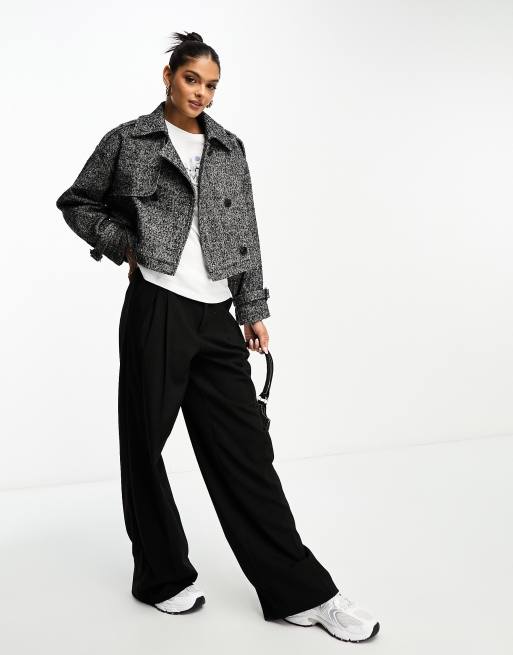 Cropped wool outlet coat